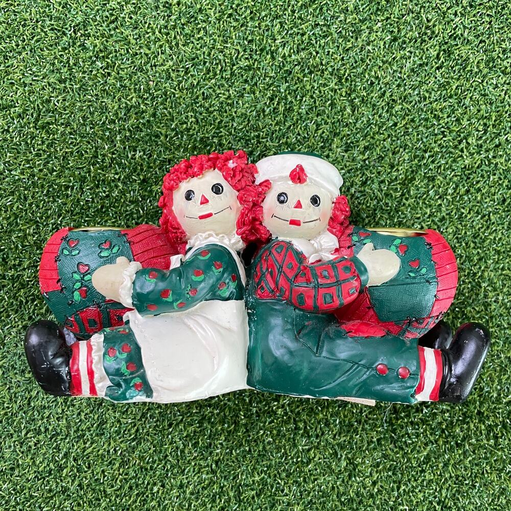 Vintage 1998 Raggedy Ann and Andy Candle Holder Figurine